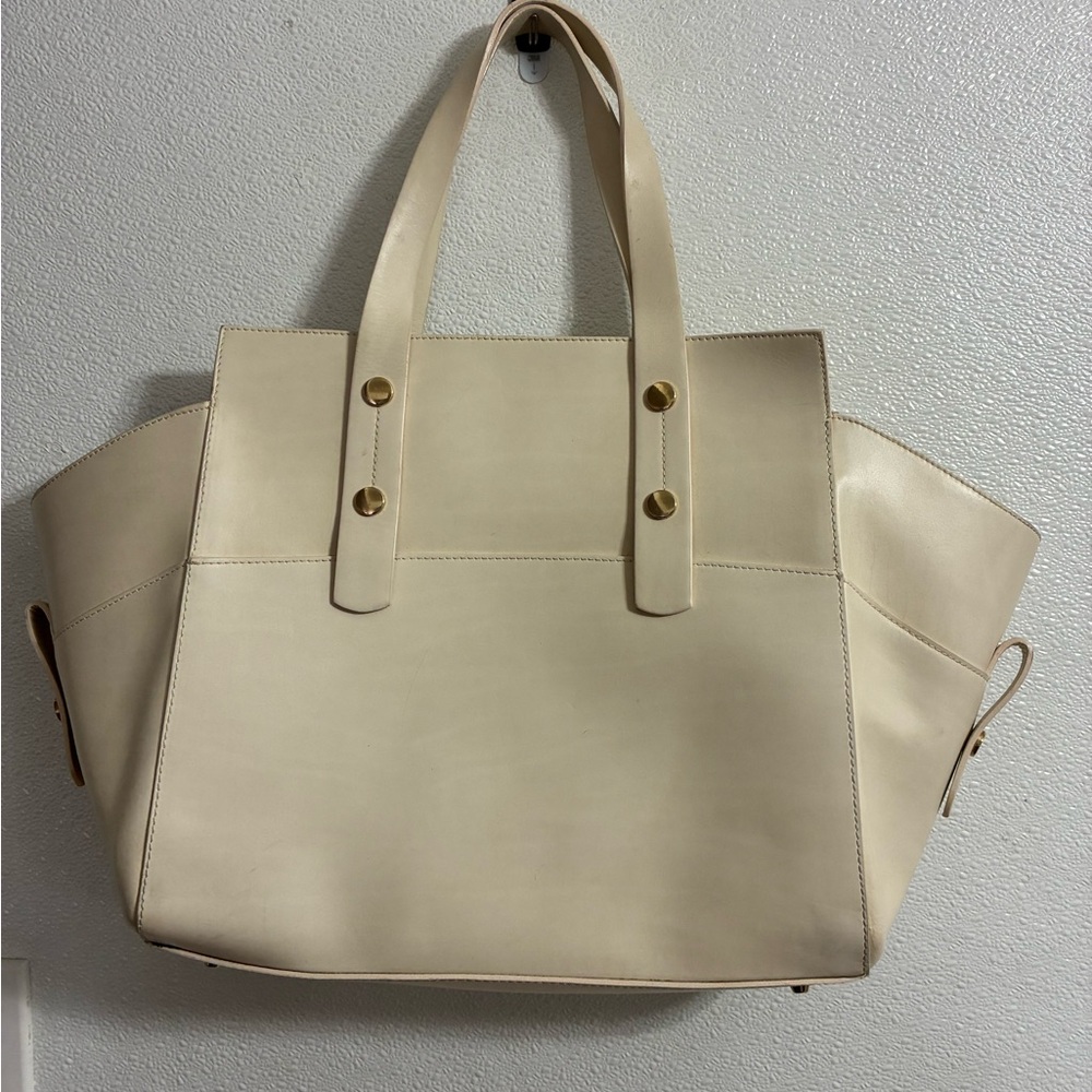 Alberta Di Canio Cream Tote with Gold Accents NWT
